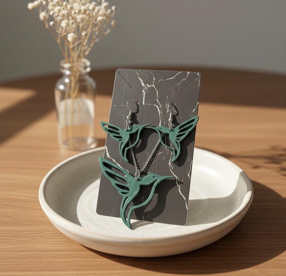 Emerald flight earring and necklace set