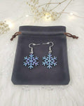 Aurora Snowflake Dangle Earrings, Multi Tonal Shimmer