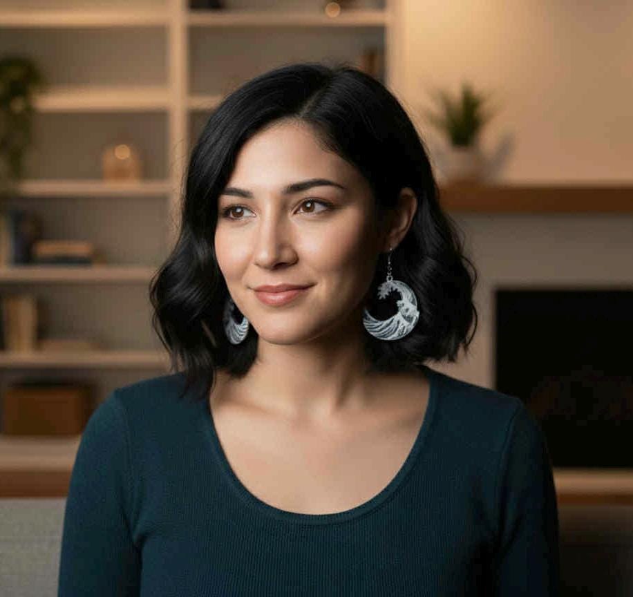 Hokusai Wave Crescent Drop Earrings