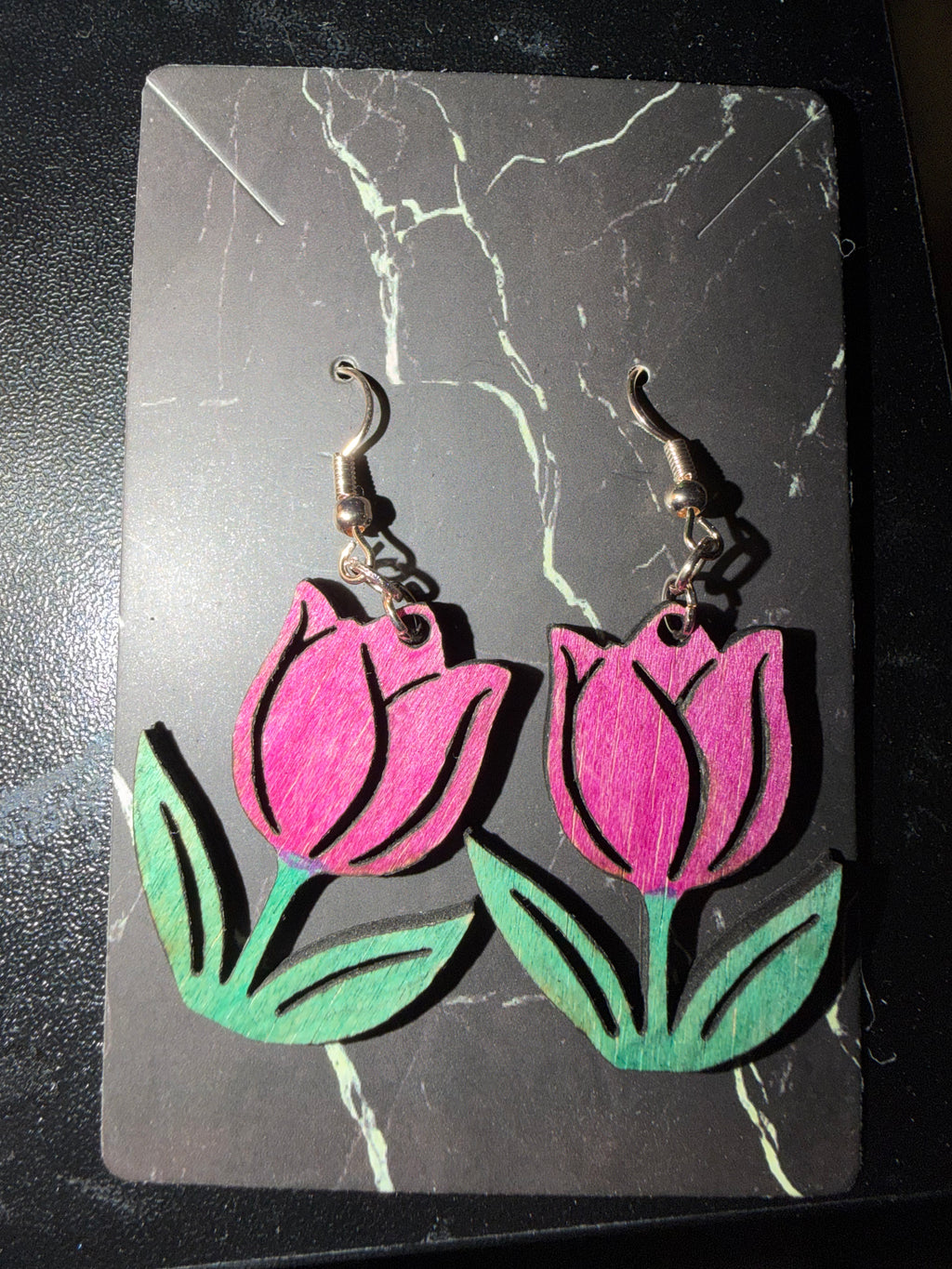 Wooden Tulip Earrings
