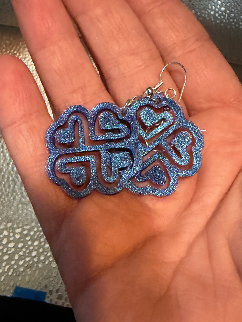 Purple/Blue Celtic Knot Four-Leaf Clover Earrings