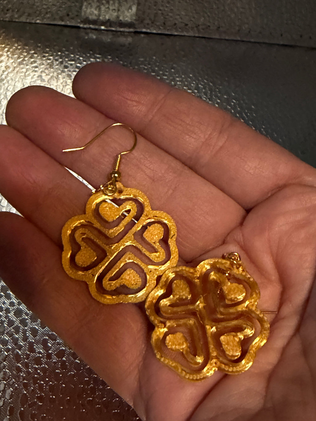 Gold Celtic Knot Four-Leaf Clover Earrings