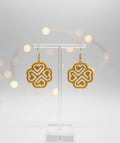 Gold Celtic Knot Four-Leaf Clover Earrings