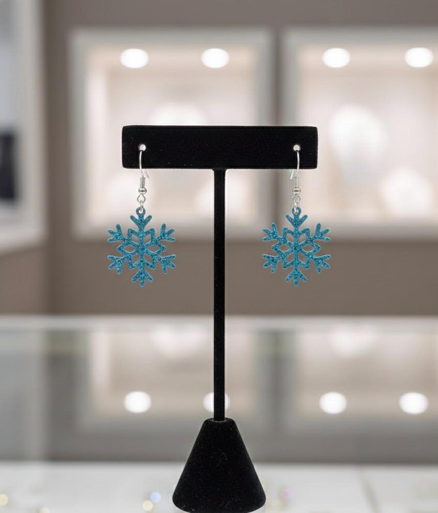 Aurora Snowflake Dangle Earrings, Multi Tonal Shimmer